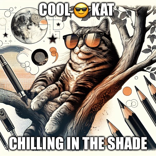 Kat sitting in a tree with shades on | COOL 😎 KAT; CHILLING IN THE SHADE | image tagged in kat sitting in a tree with shades on | made w/ Imgflip meme maker