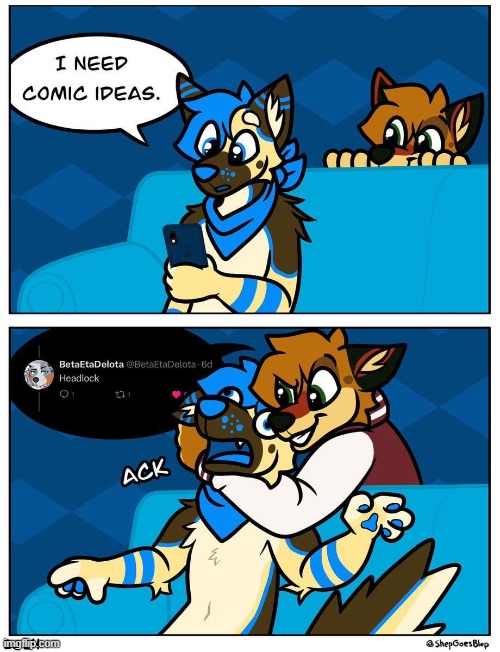 Comic-Ideas lol(art credit: ShepGoesBlep) | image tagged in furry,funny,comic,cartoon,shepgoesblep | made w/ Imgflip meme maker
