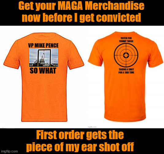 SO WHAT | Get your MAGA Merchandise now before I get convicted; First order gets the piece of my ear shot off | image tagged in so what,hang mike pence,jack smith,maga merchanidise,insurrection,coup | made w/ Imgflip meme maker