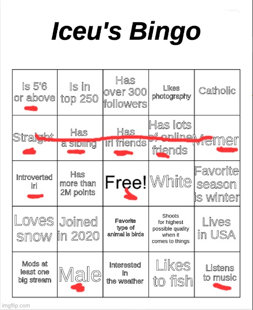 Iceu's Bingo | image tagged in iceu's bingo | made w/ Imgflip meme maker