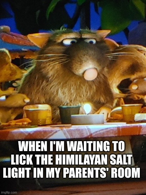 R.A.T Anticipation | WHEN I'M WAITING TO LICK THE HIMILAYAN SALT LIGHT IN MY PARENTS' ROOM | image tagged in ratatouille ride meme template | made w/ Imgflip meme maker