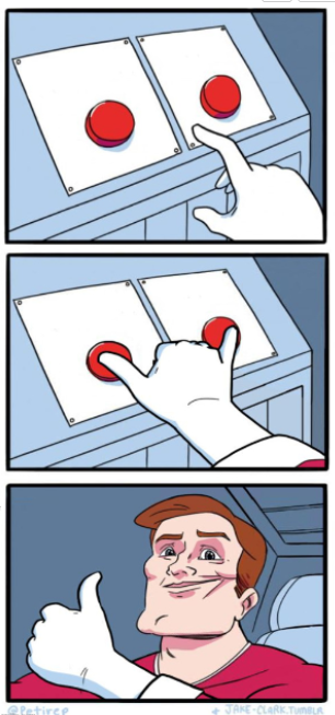 High Quality 2 button 3 panel Blank Meme Template