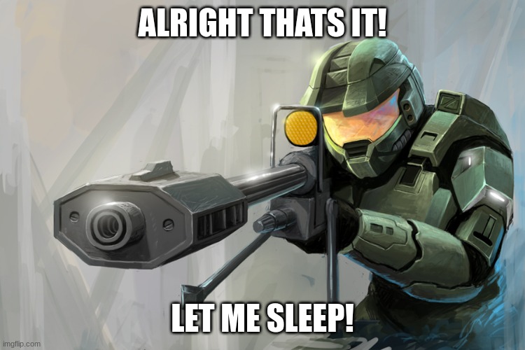 Halo Sniper | ALRIGHT THATS IT! LET ME SLEEP! | image tagged in halo sniper | made w/ Imgflip meme maker