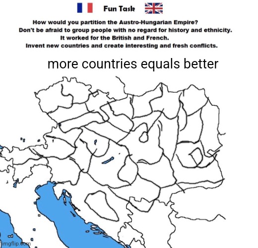 Partition Austria-Hungary! | more countries equals better | image tagged in partition austria-hungary | made w/ Imgflip meme maker
