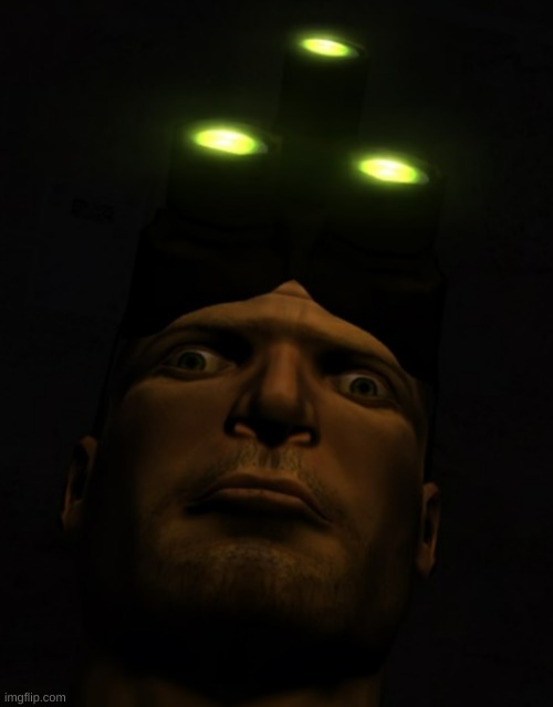 Splinter Cell:Chaos Theory, Sam Fisher Facial Expression Goof | image tagged in splinter cell chaos theory sam fisher facial expression goof | made w/ Imgflip meme maker