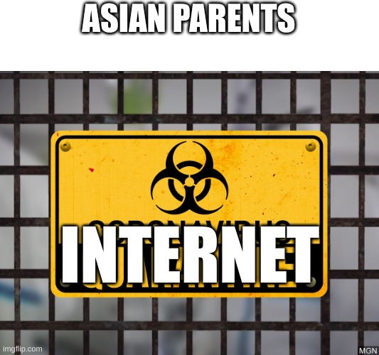 duh? | ASIAN PARENTS; INTERNET | image tagged in coronavirus quarantine | made w/ Imgflip meme maker