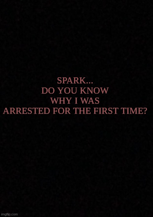 Short story | SPARK... DO YOU KNOW WHY I WAS ARRESTED FOR THE FIRST TIME? | image tagged in blank | made w/ Imgflip meme maker