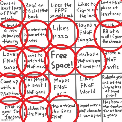 I got one bingo, almost 2 | image tagged in fnaf bingo | made w/ Imgflip meme maker