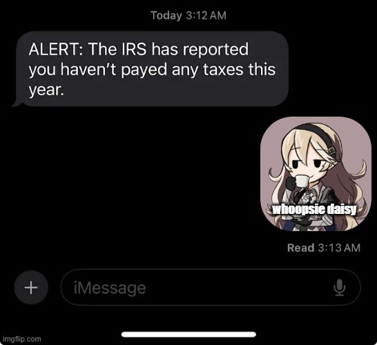 IRS report | whoopsie daisy | image tagged in irs report | made w/ Imgflip meme maker