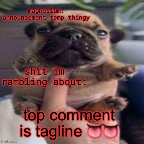 pug temp | top comment is tagline 👅👅 | image tagged in pug temp | made w/ Imgflip meme maker