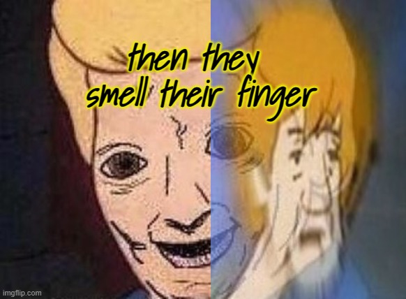 Shaggy this isnt weed fred scooby doo | then they 
smell their finger | image tagged in shaggy this isnt weed fred scooby doo | made w/ Imgflip meme maker