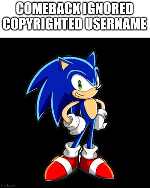 You're Too Slow Sonic Meme | COMEBACK IGNORED COPYRIGHTED USERNAME | image tagged in memes,you're too slow sonic | made w/ Imgflip meme maker