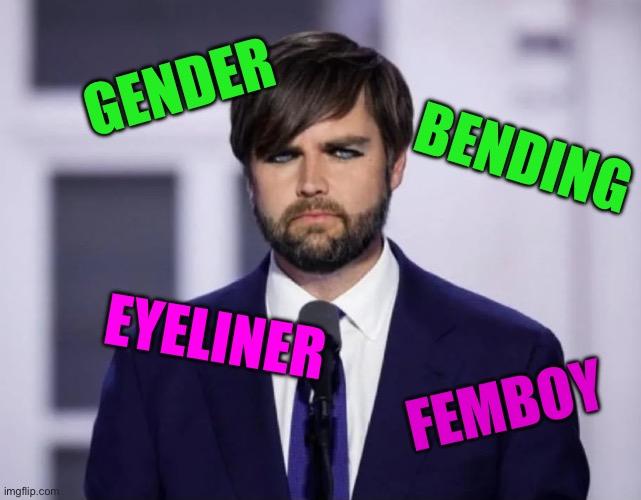 Gender bending emo vance | GENDER; BENDING; EYELINER; FEMBOY | image tagged in emo jd vance | made w/ Imgflip meme maker