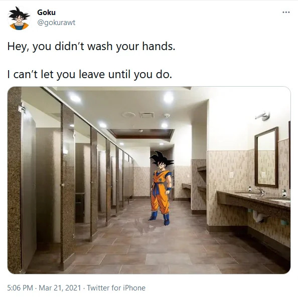 Goku in the bathroom Blank Meme Template