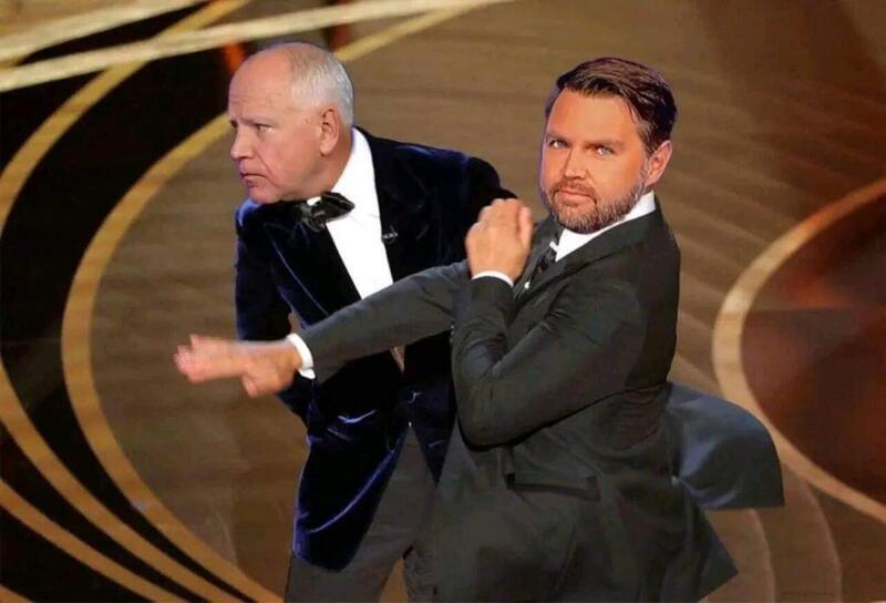 Jd Vance bitch slaps Tim Walz Blank Meme Template