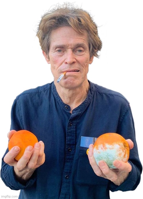 Willem Dafoe Oranges | image tagged in willem dafoe oranges | made w/ Imgflip meme maker