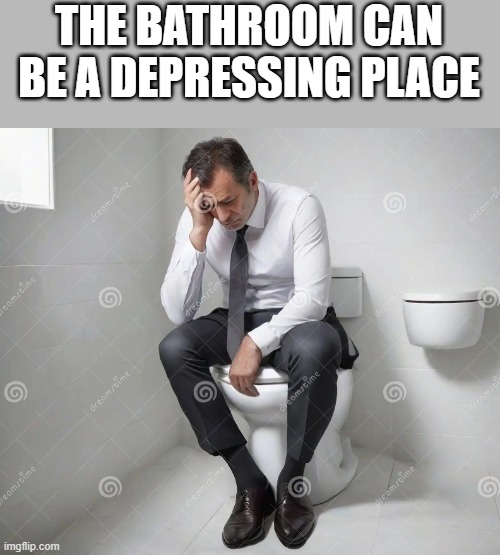 The Bathroom Can Be A Depressing Place | THE BATHROOM CAN BE A DEPRESSING PLACE | image tagged in bathroom,depressing,depressed,toilet,funny,memes | made w/ Imgflip meme maker