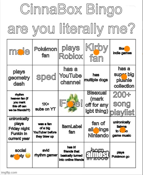 CinnaBox Bingo | almost | image tagged in cinnabox bingo | made w/ Imgflip meme maker