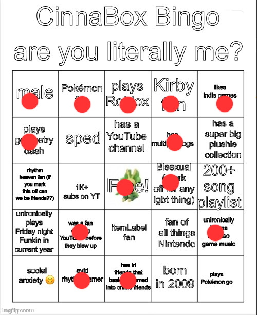 CinnaBox Bingo | image tagged in cinnabox bingo | made w/ Imgflip meme maker