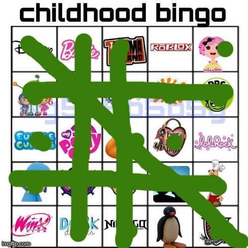 Guys I’m a bit of a 2000s kid… | image tagged in childhood bingo | made w/ Imgflip meme maker