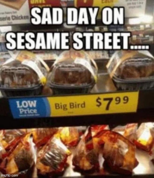 Scarring little kids, who can finally read 'Big Bird', for life. | image tagged in eyeroll,what is for dinner mom,big bird | made w/ Imgflip meme maker