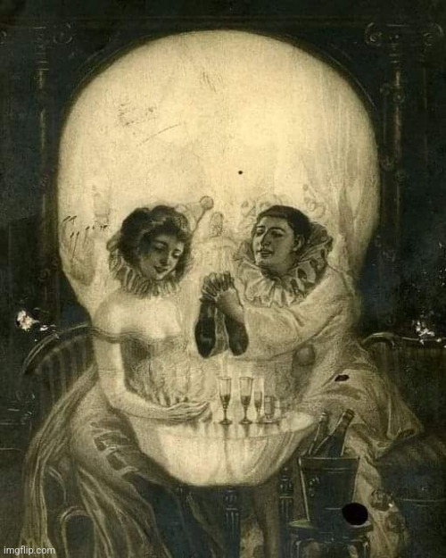 Salvador Dali - 1920 | image tagged in salvador dali,skull,painting,optical illusion,spooky month | made w/ Imgflip meme maker