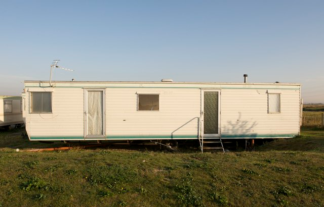 High Quality Older mobile home trailer single-wide country living Blank Meme Template