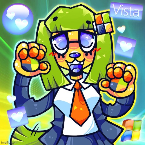 Vista! (Art credit: TrickyToonTrove on DA) | image tagged in da,cute,wholesome,furry,frutiger aero,nostalgia | made w/ Imgflip meme maker