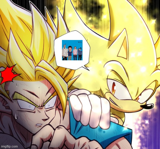 Super Sonic vs Goku | image tagged in super sonic vs goku | made w/ Imgflip meme maker