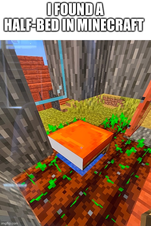 I FOUND A HALF-BED IN MINECRAFT | made w/ Imgflip meme maker