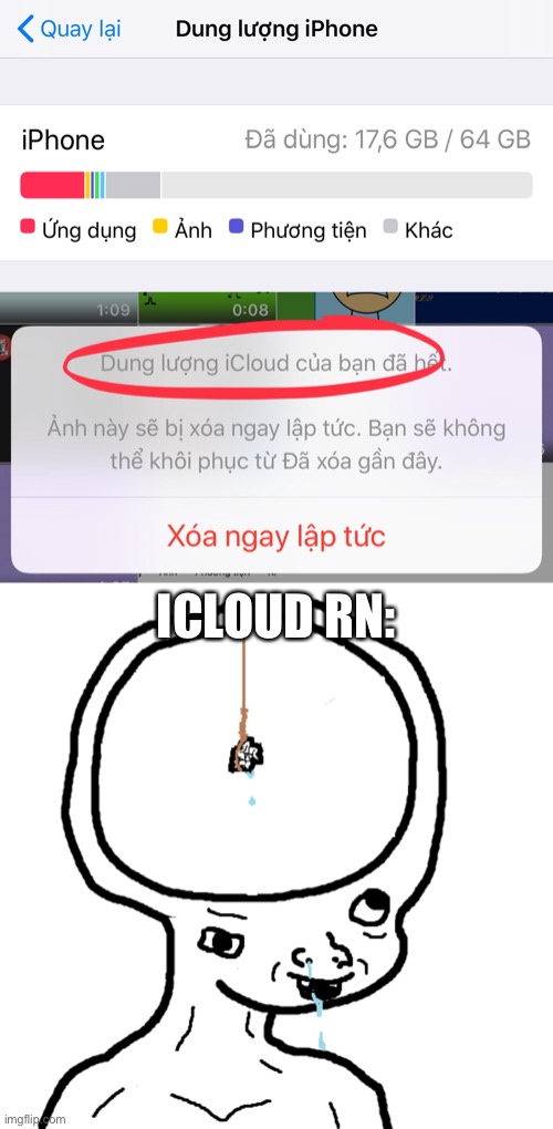 ICLOUD RN: | image tagged in dumb wojak | made w/ Imgflip meme maker