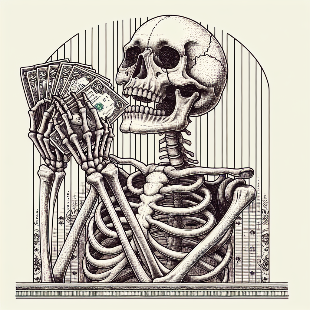 Skeleton Holding Money Blank Meme Template