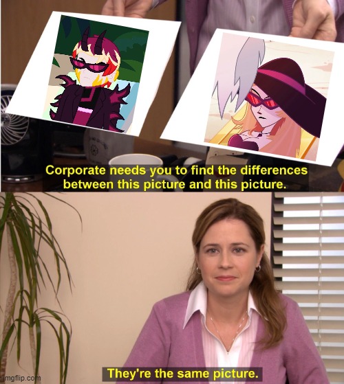 They're the same picture | image tagged in memes,they're the same picture,hazbin hotel,equestria girls | made w/ Imgflip meme maker