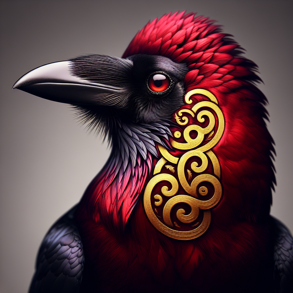 red golden crow with a logo plume Blank Meme Template