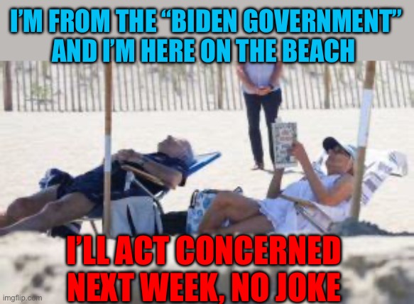 Just when you thought Biden Administration couldn’t get any worse….. | I’M FROM THE “BIDEN GOVERNMENT” AND I’M HERE ON THE BEACH; I’LL ACT CONCERNED NEXT WEEK, NO JOKE | image tagged in gifs,democrats,biden,kamala harris,incompetence | made w/ Imgflip meme maker