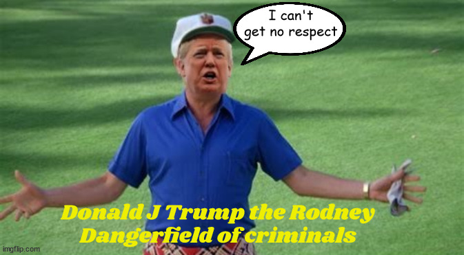 Donnie Dangerfield I can't get no respect | I can't get no respect; Donald J Trump the Rodney Dangerfield of criminals | image tagged in donnie dangerfield i can't get no respect,cabbyshack,rodney dangerfield,clowned king of criminals,maga mockery,golf cheat | made w/ Imgflip meme maker