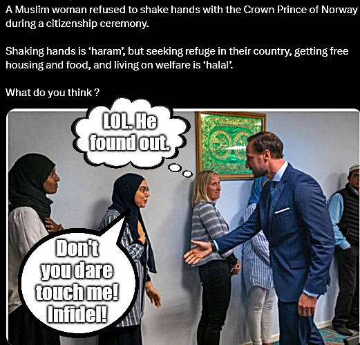 Back 'o the Bus, Crown Prince! | LOL. He found out. Don't you dare touch me!
Infidel! | image tagged in memes,politics,infidel,norway,islam | made w/ Imgflip meme maker