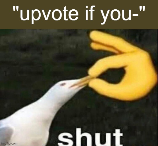 upvote if- | "upvote if you-" | image tagged in shut,upvote beggars,memes | made w/ Imgflip meme maker