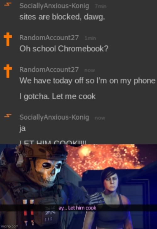 LET HIM COOK | image tagged in let him cook | made w/ Imgflip meme maker