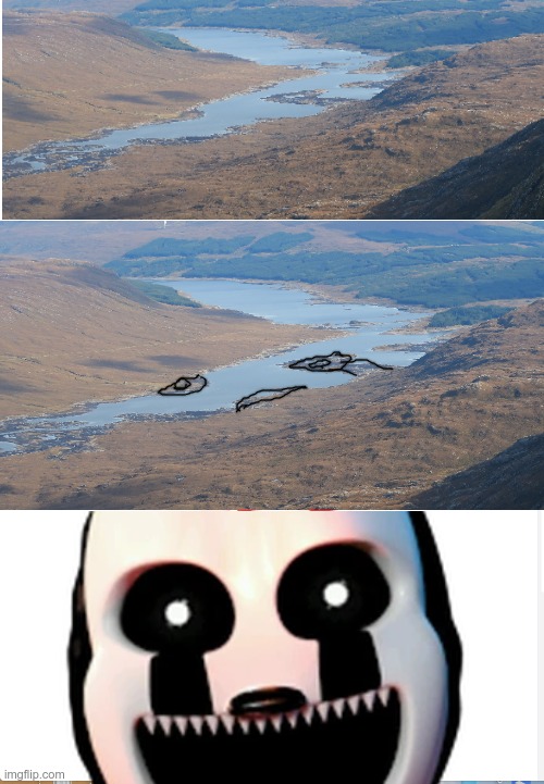 Am I crazy? Why did this lake remind me of nightmarionne? | image tagged in fnaf,lake,river | made w/ Imgflip meme maker