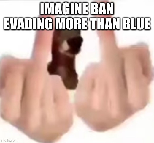 fuck you | IMAGINE BAN EVADING MORE THAN BLUE | image tagged in fuck you | made w/ Imgflip meme maker