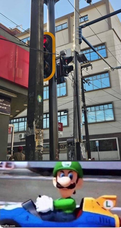 Traffic lights | image tagged in angry luigi,traffic lights,traffic light,you had one job,memes,road | made w/ Imgflip meme maker