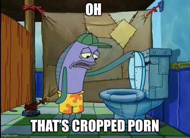 oh thats a toilet spongebob fish | OH THAT’S CROPPED PORN | image tagged in oh thats a toilet spongebob fish | made w/ Imgflip meme maker