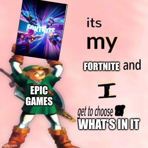 its kind of true | FORTNITE; EPIC GAMES; WHAT'S IN IT | image tagged in it's my and i get to choose the | made w/ Imgflip meme maker