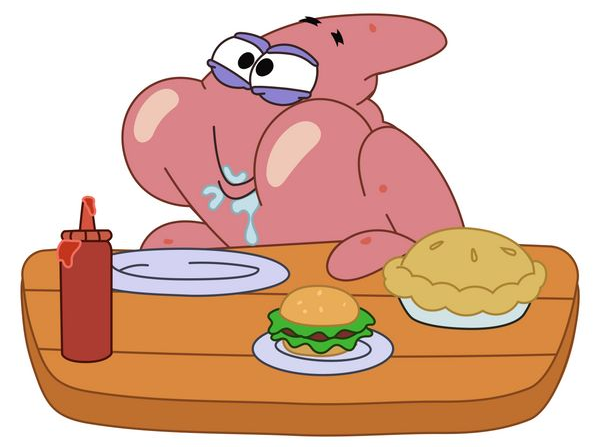 Patrick eating burger Blank Meme Template