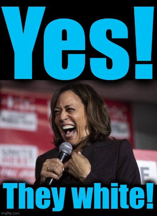 Yes! They white! | image tagged in blank black,kamala laughing | made w/ Imgflip meme maker