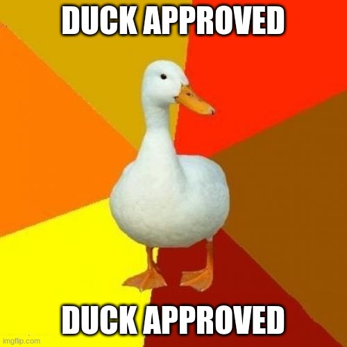 Tech Impaired Duck Meme | DUCK APPROVED DUCK APPROVED | image tagged in memes,tech impaired duck | made w/ Imgflip meme maker