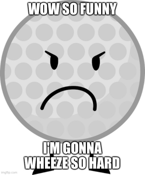 BFDI Golf Ball | WOW SO FUNNY I'M GONNA WHEEZE SO HARD | image tagged in bfdi golf ball | made w/ Imgflip meme maker