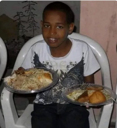 Boy with food Blank Meme Template