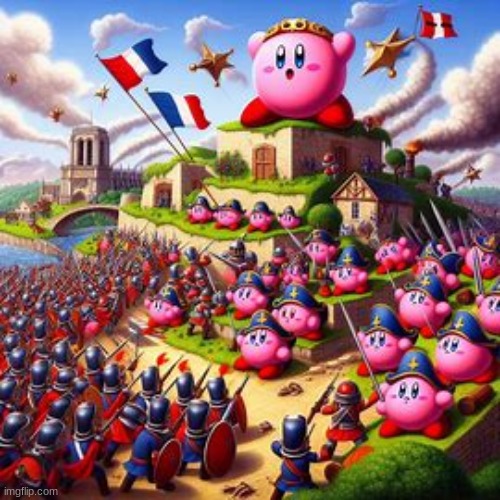 Kirby invades fr*nce | image tagged in kirby invades france | made w/ Imgflip meme maker